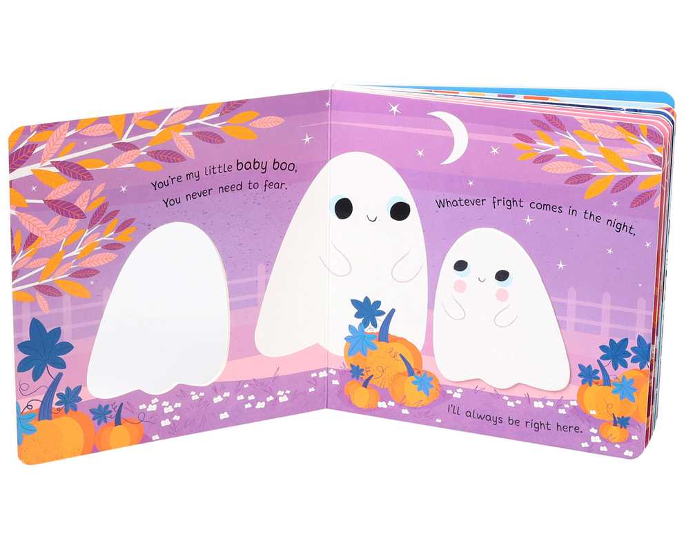 Children's book with ghost illustrations on a purple background