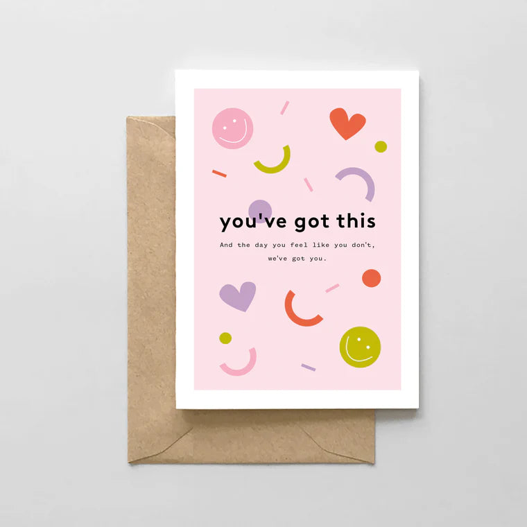 pink inspirational card on brown envelope