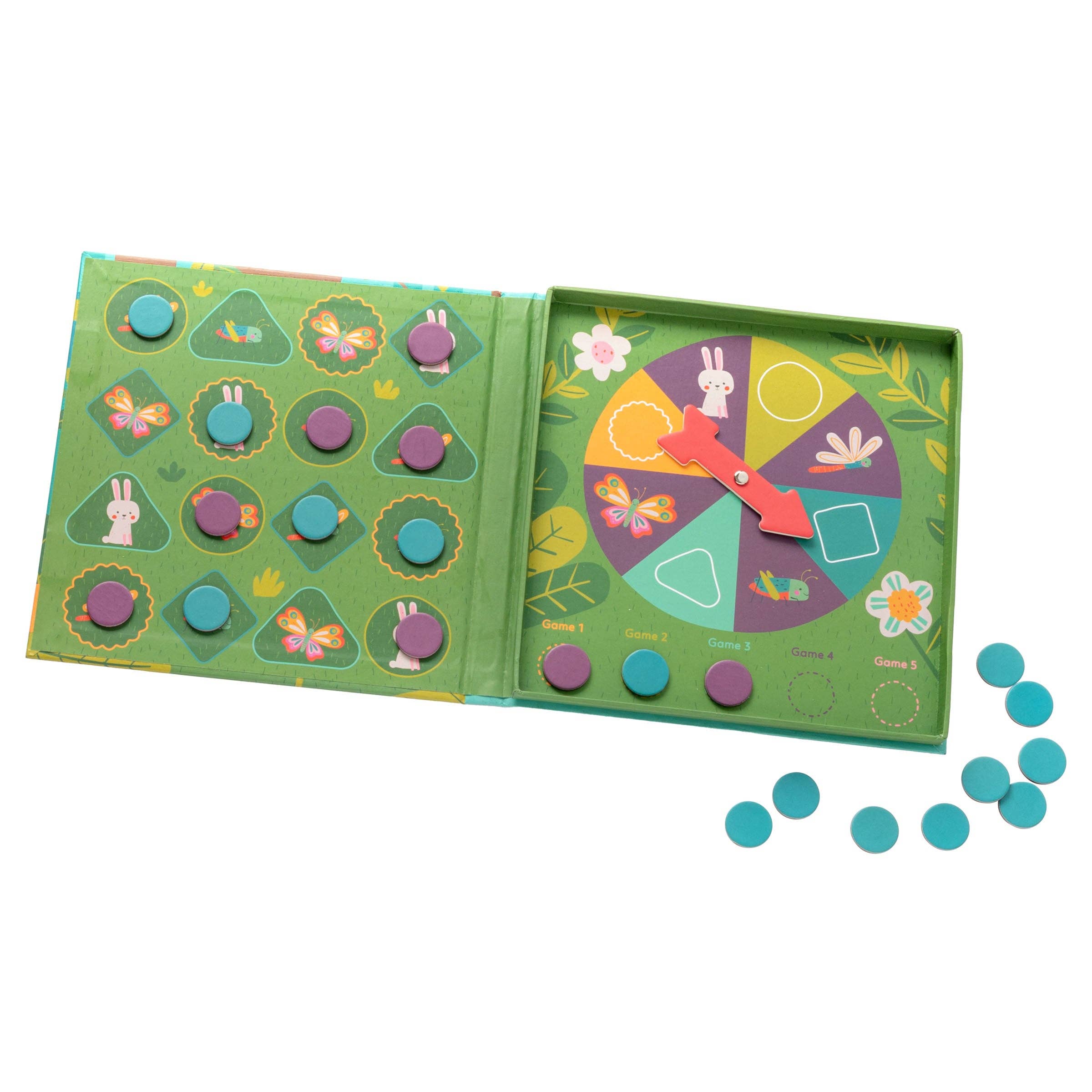 Children's educational book with interactive elements on a white background