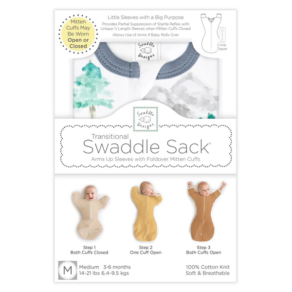 Swaddle Designs-Muslin Swaddle Sack- Watercolor Mountains & Trees