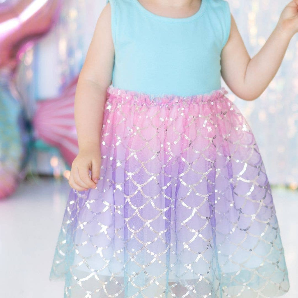 Sweet Wink - Sparkling Mermaid Tank Tutu Dress - Kids Clothing - Summer