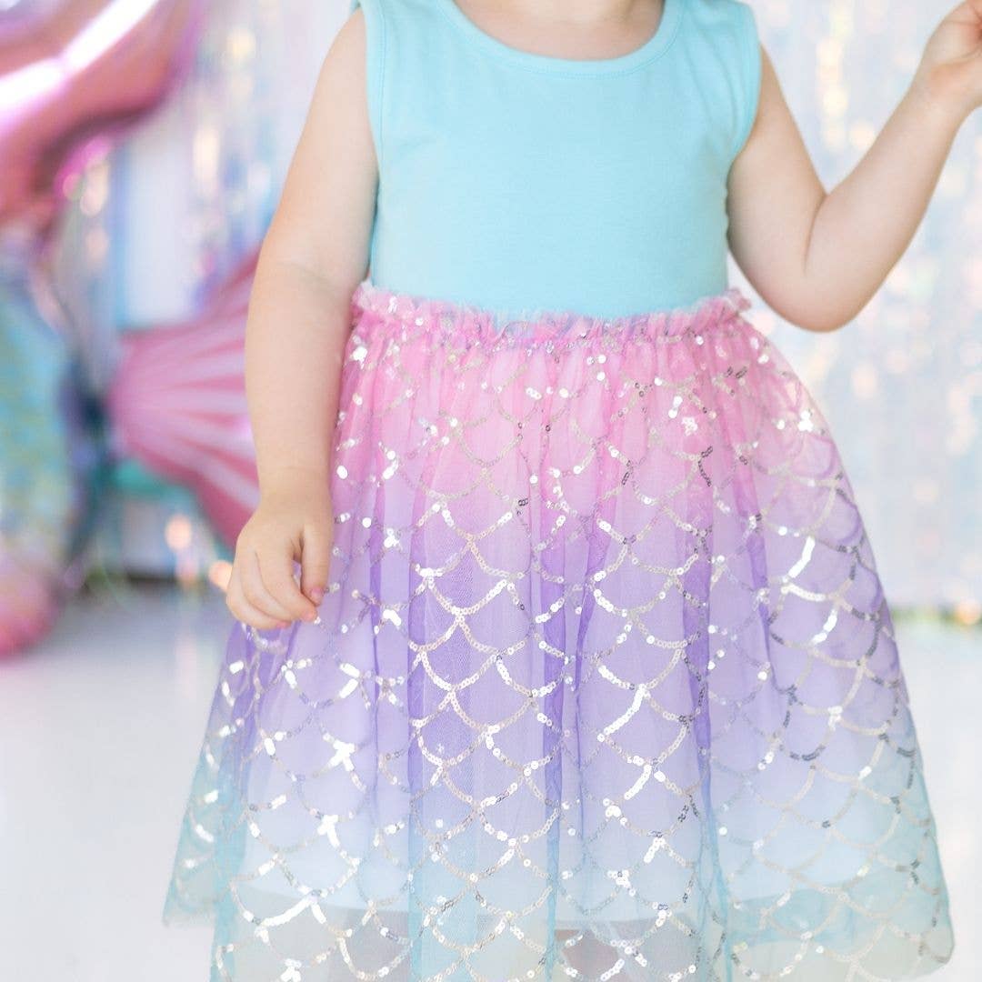 Sweet Wink - Sparkling Mermaid Tank Tutu Dress - Kids Clothing - Summer