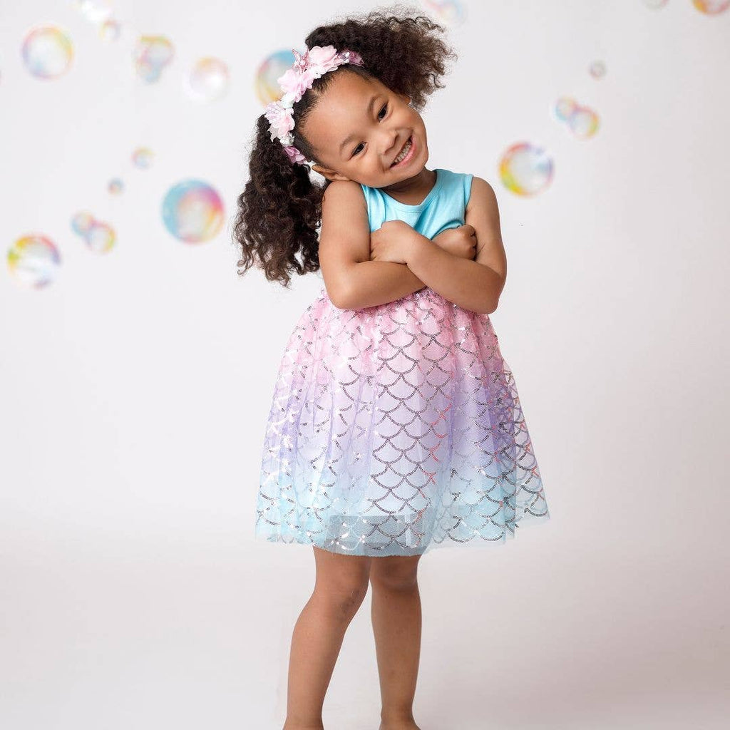 Sweet Wink - Sparkling Mermaid Tank Tutu Dress - Kids Clothing - Summer