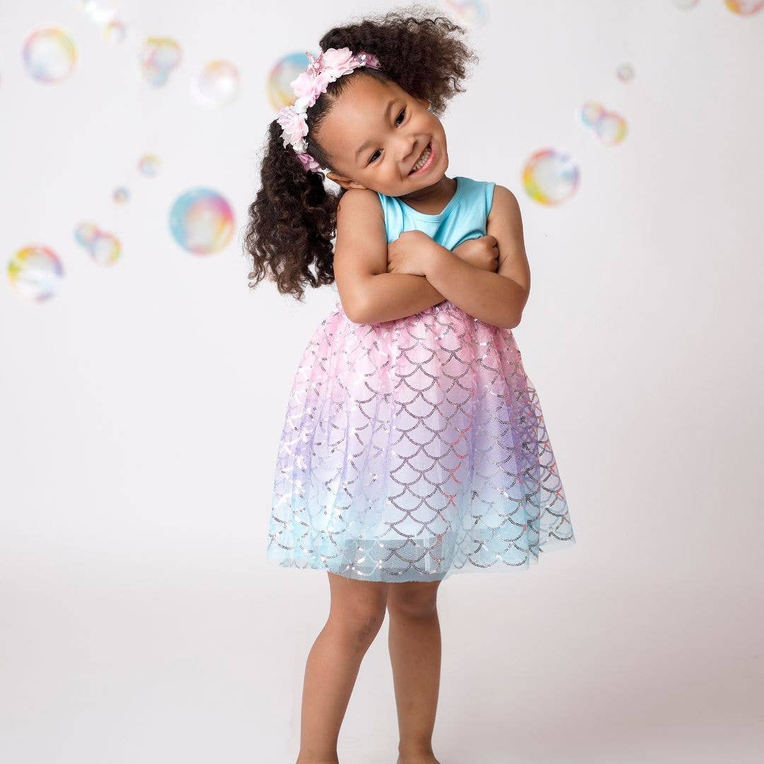 Sweet Wink - Sparkling Mermaid Tank Tutu Dress - Kids Clothing - Summer