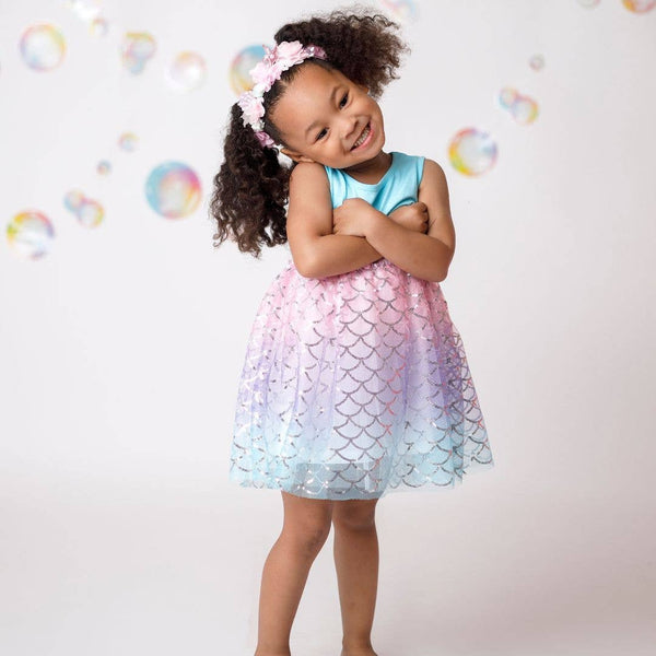 Sweet Wink - Sparkling Mermaid Tank Tutu Dress - Kids Clothing - Summer