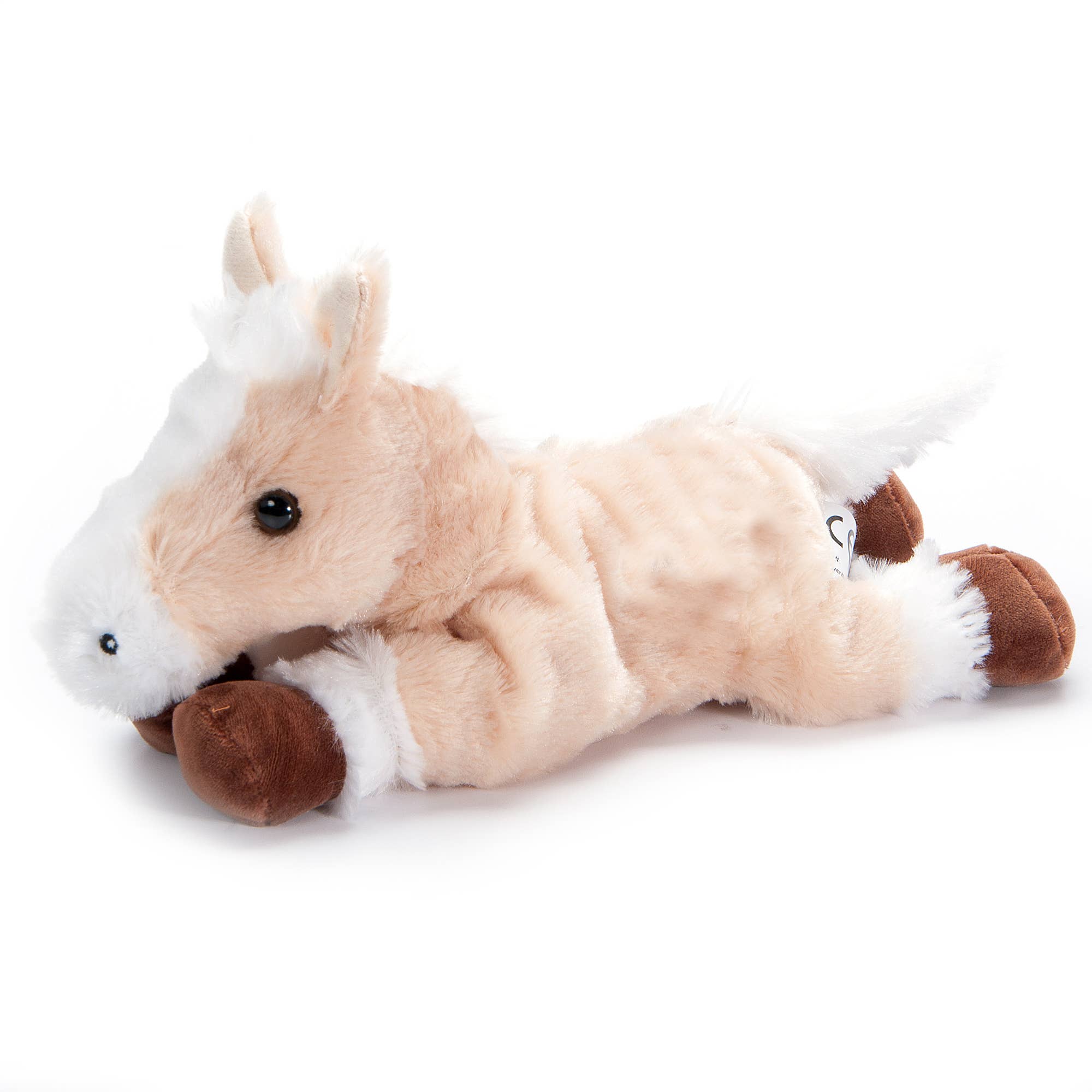 Plush toy horse on a white background
