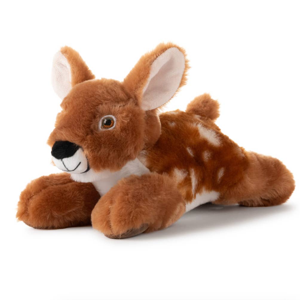 Plush deer toy on a white background