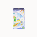Bath Art Ocean Stories toy set in its retail packaging, featuring colorful cartoon illustrations of sea creatures and underwater elements on a white box with a dark blue top.