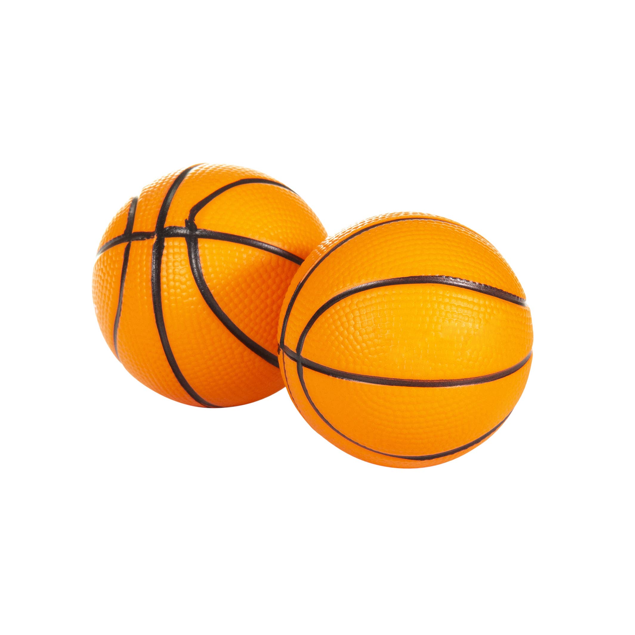 Two small basketballs on a white background