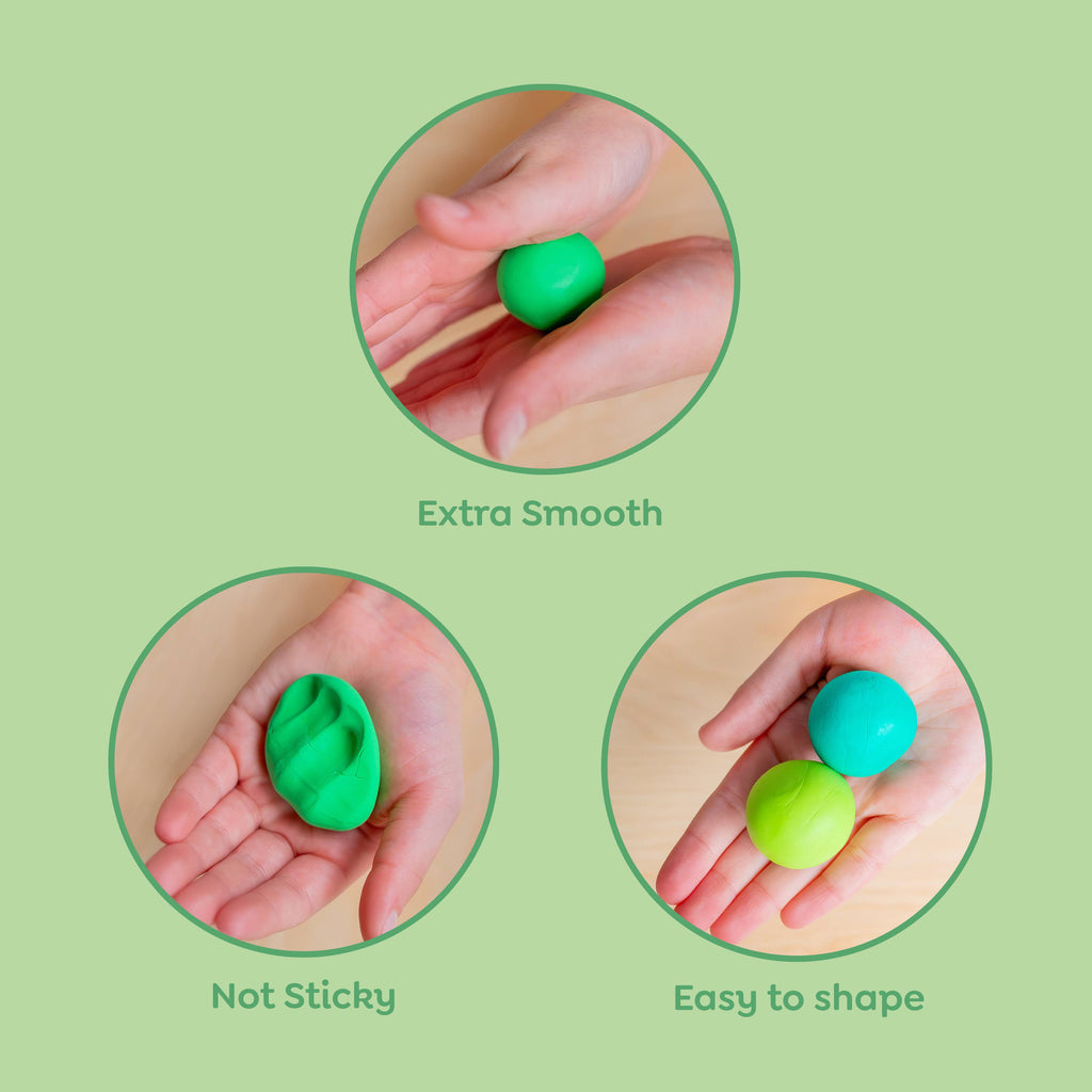 Green and blue stress balls being held in hands with text on a green background