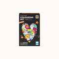 Glow Friends Colouring Set Step 1 box by Super Togs, featuring a black background with a colorful heart-shaped illustration of cartoon ghosts and cats.