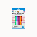 Tiger Tree Roller Pattern Pens in a blue and white retail blister pack, containing six colorful patterned pens.