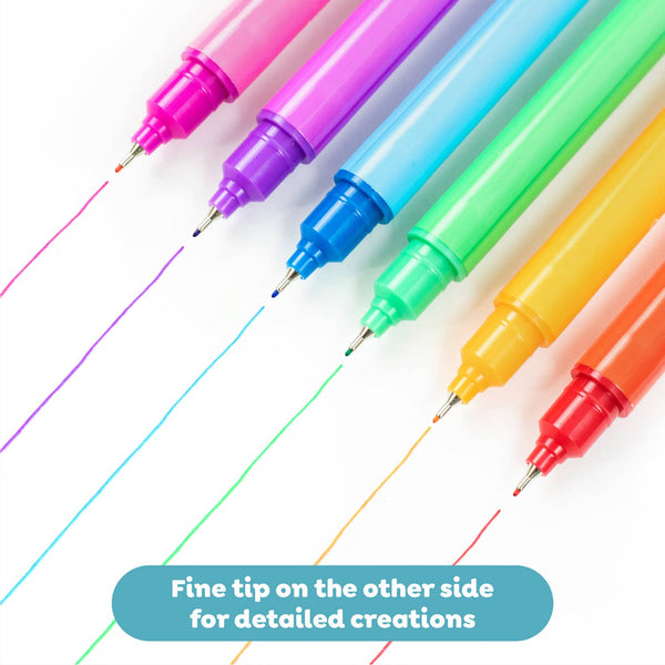 Set of colorful markers with fine tips on a white background