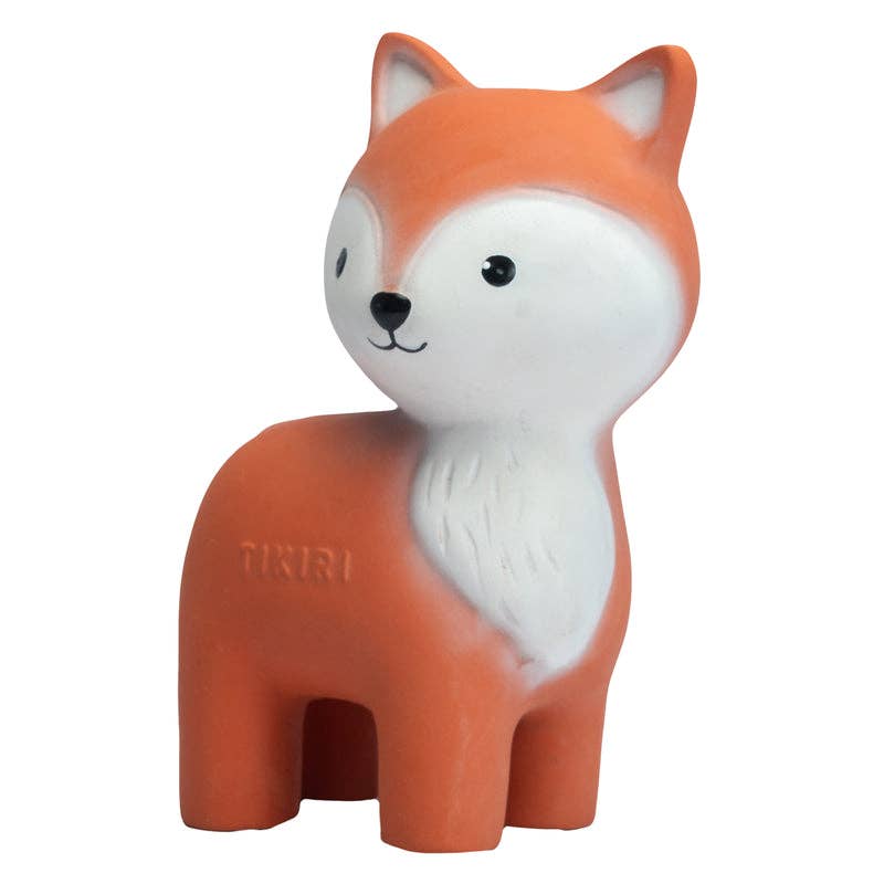 Fox-shaped toy with 'Tikiri' branding on a white background