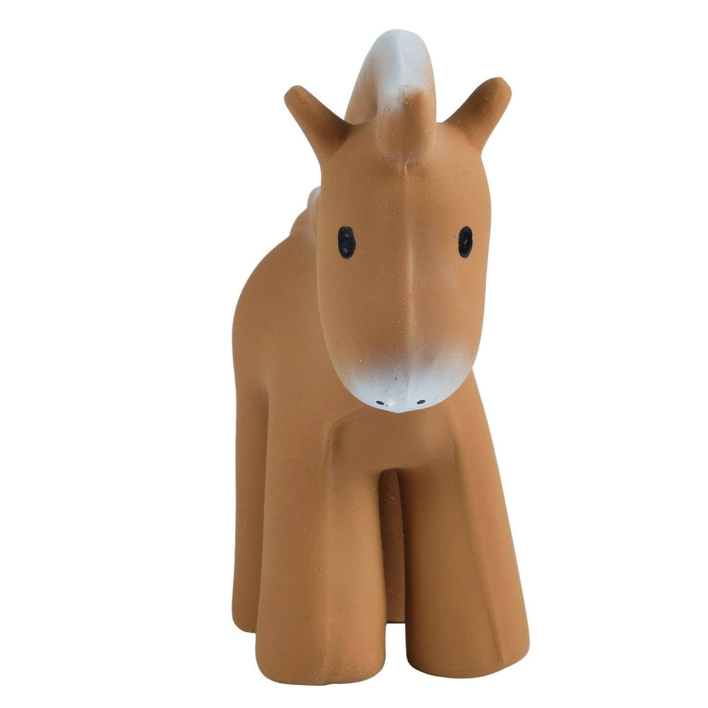 Brown horse figurine with a white mane on a white background