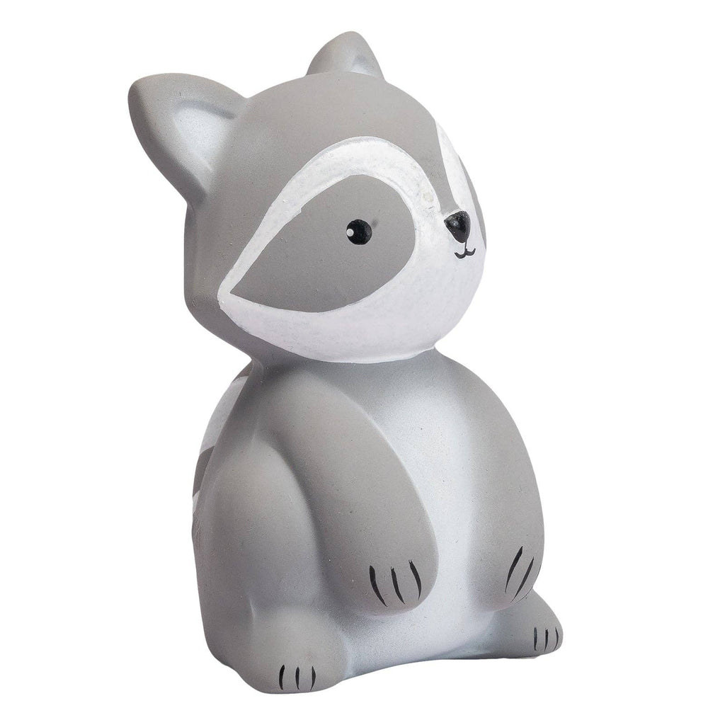Inflatable raccoon toy on a white background