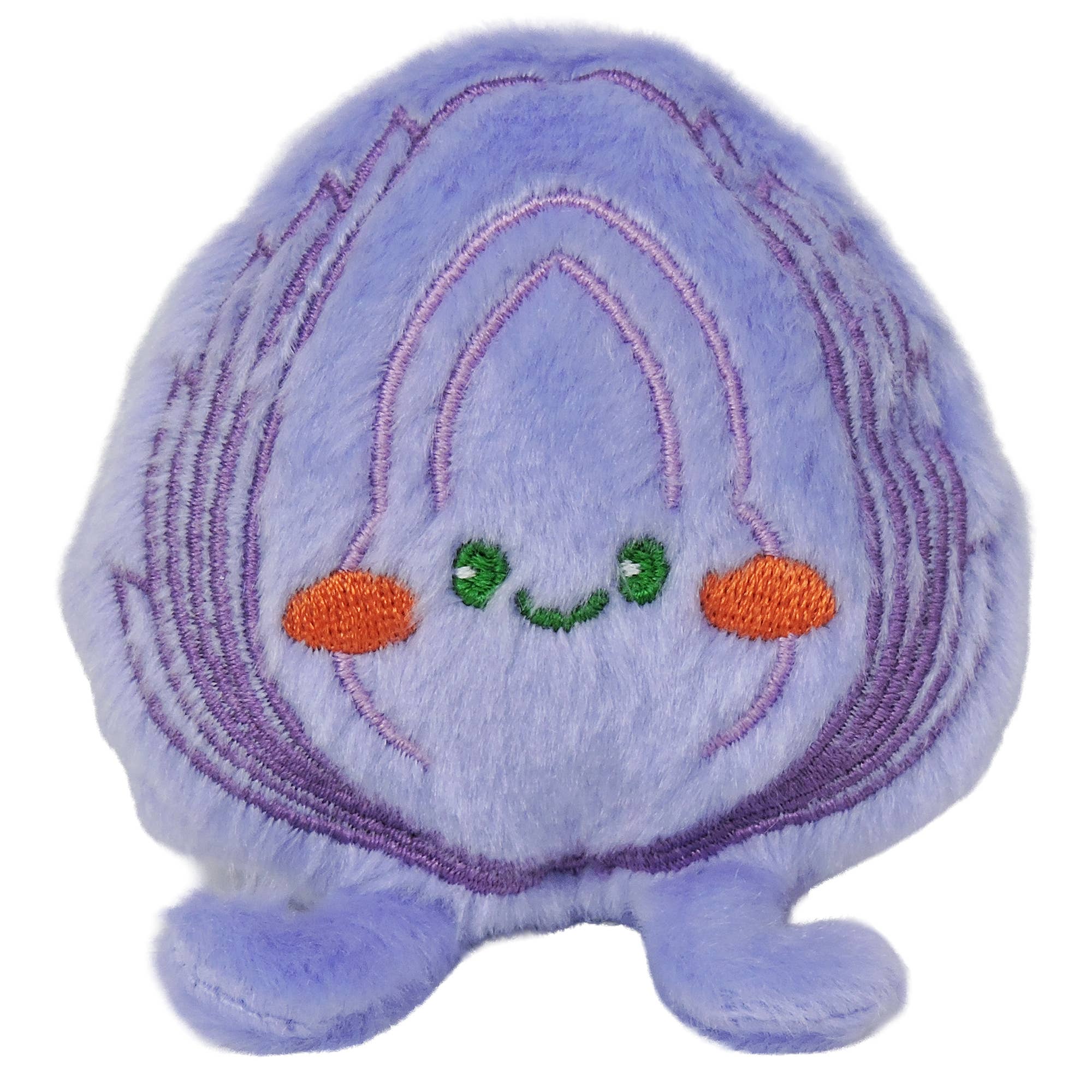 Plush toy with a cute face design on a white background