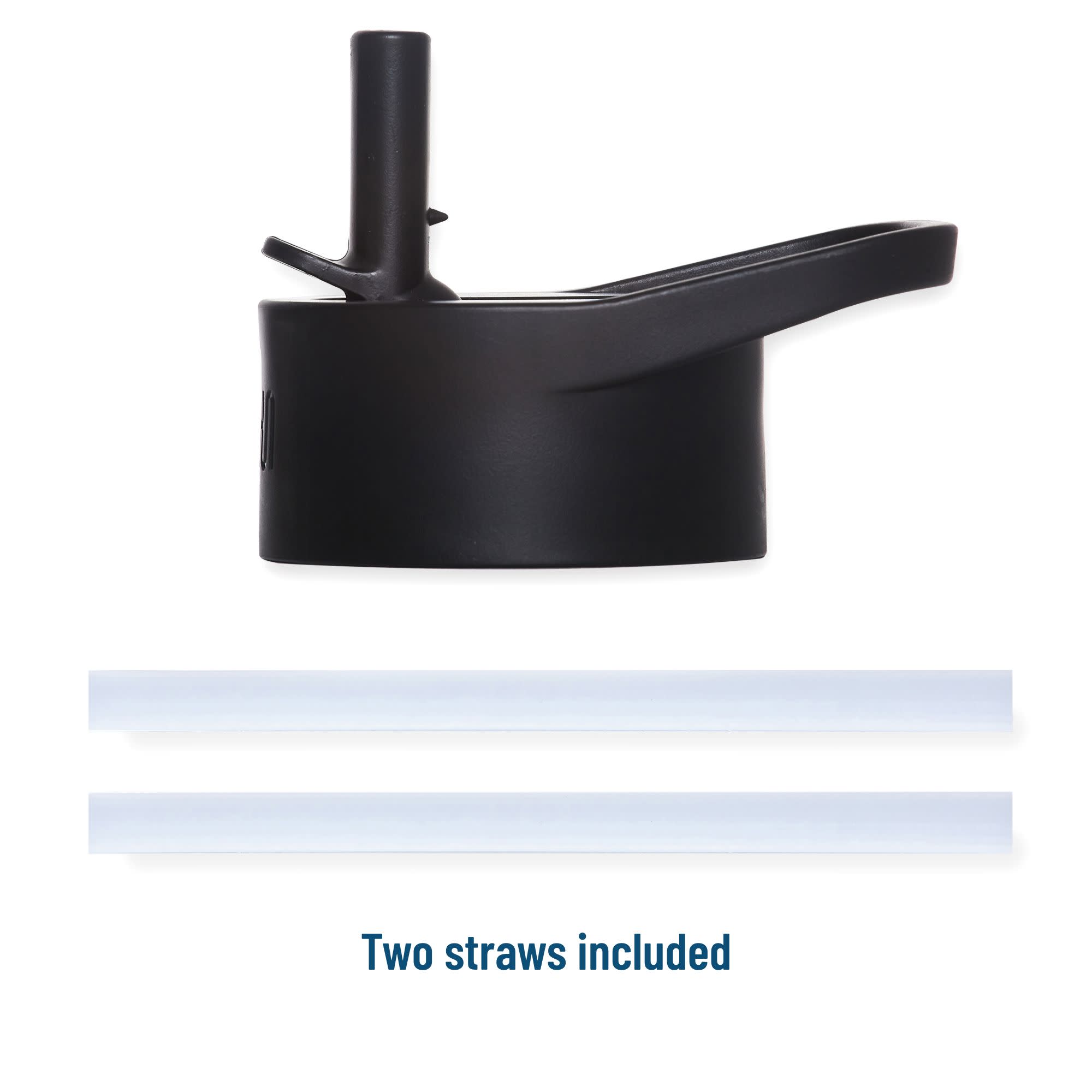 Black straw attachment with two straws included on a white background