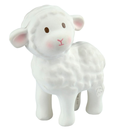 Tikiri Toys - Bahbah the Lamb Organic Rubber Teether, Rattle & Bath Toy