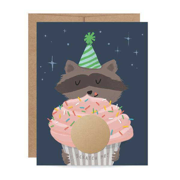Inklings Paperie - Raccoon Scratch-off Birthday Card