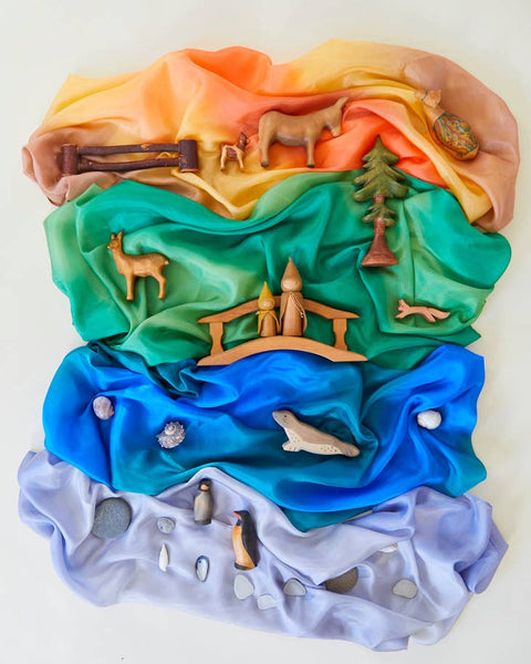 Earth Playsilks - Open-Ended 100% Silk, Natural Waldorf Toys -Forest