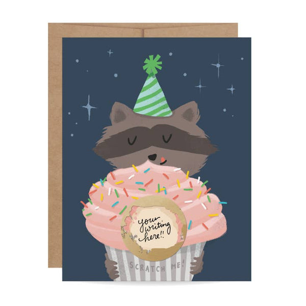Inklings Paperie - Raccoon Scratch-off Birthday Card