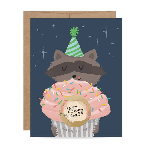 Raccoon Scratch-off Birthday Card