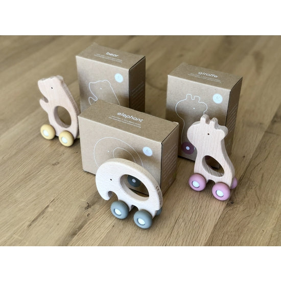 Wooden Teething Push Toy - Bear