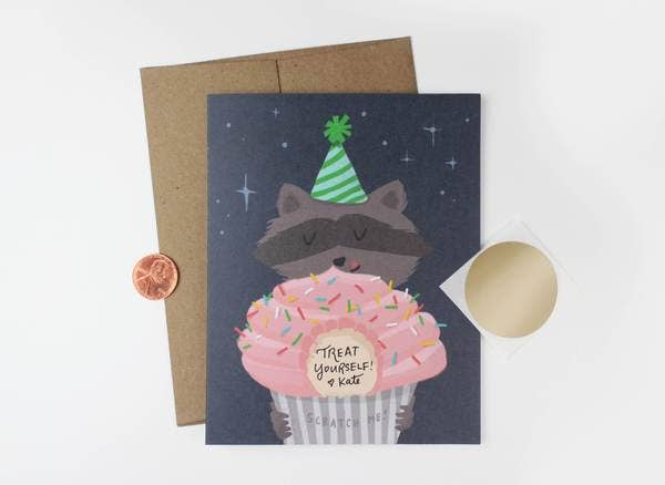Inklings Paperie - Raccoon Scratch-off Birthday Card