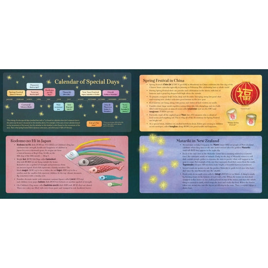 Barefoot Books - Let's Celebrate! Special Days Around the World book open wit examples of other celebrations
